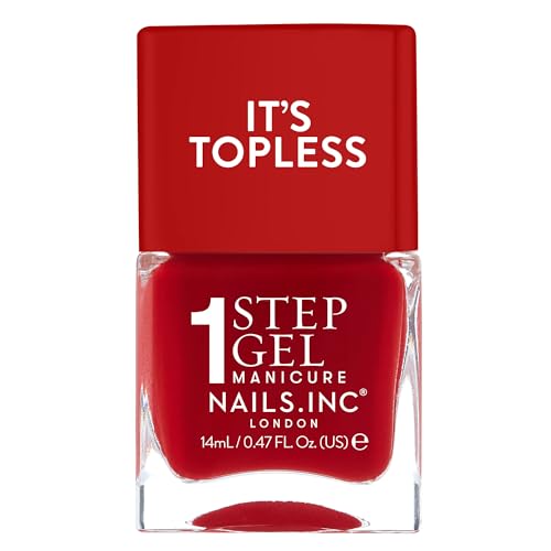 Nails Inc It's Topless Gel Nail Polish, 4-In-1 Base Coat, Treatment, Color & Top Coat, Long Lasting, Strong, Chip Free Nails, Glossy Salon Quality Manicure, Air Dry Nail Polish, Kendall, 0.47 Fl Oz