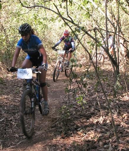 Two competitors on Guatamalan singletrack.