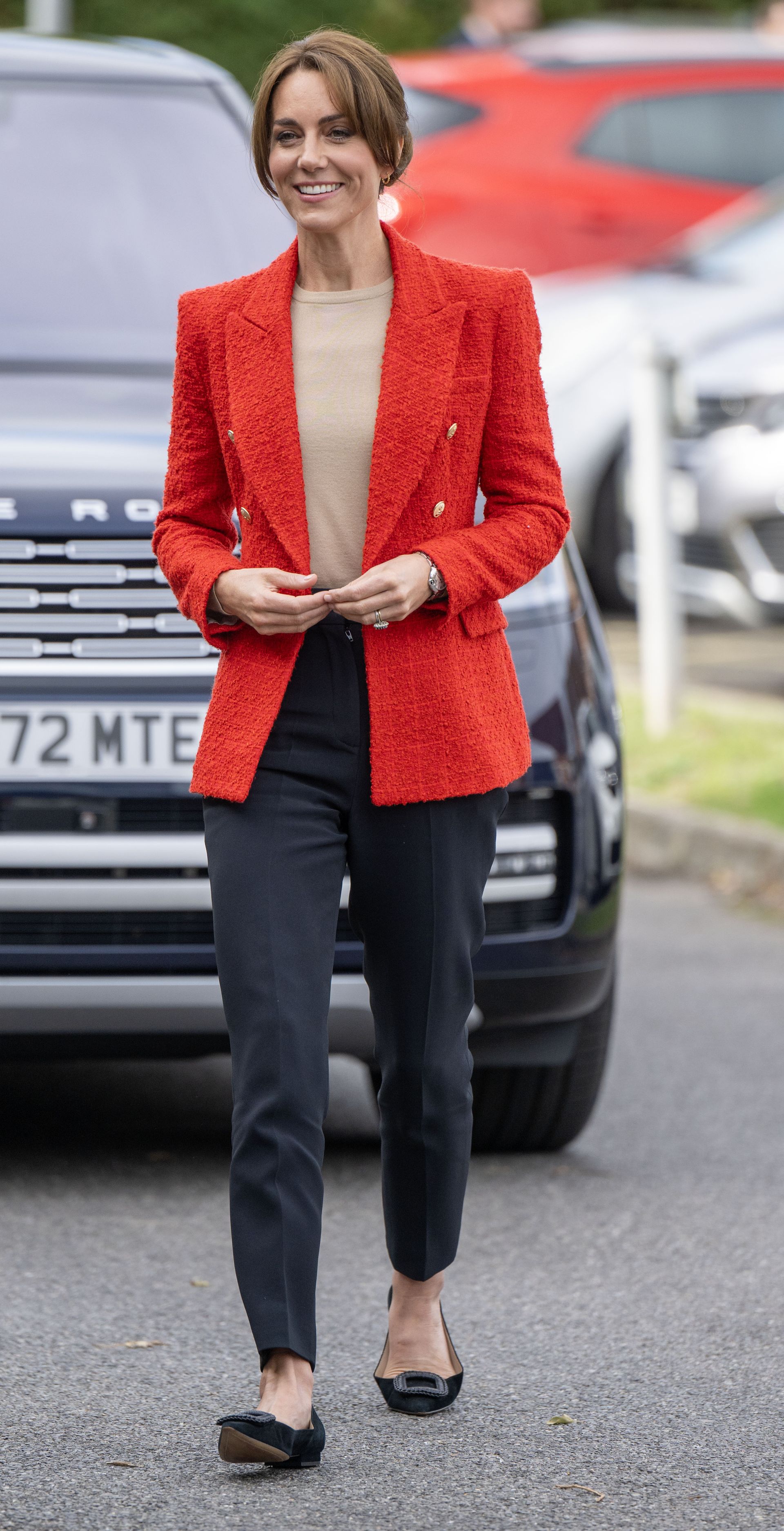 Catherine, Princess of Wales arrives to join a Portage Session for her 'Shaping Us' campaign in early childhood on September 27, 2023 in Sittingbourne, England