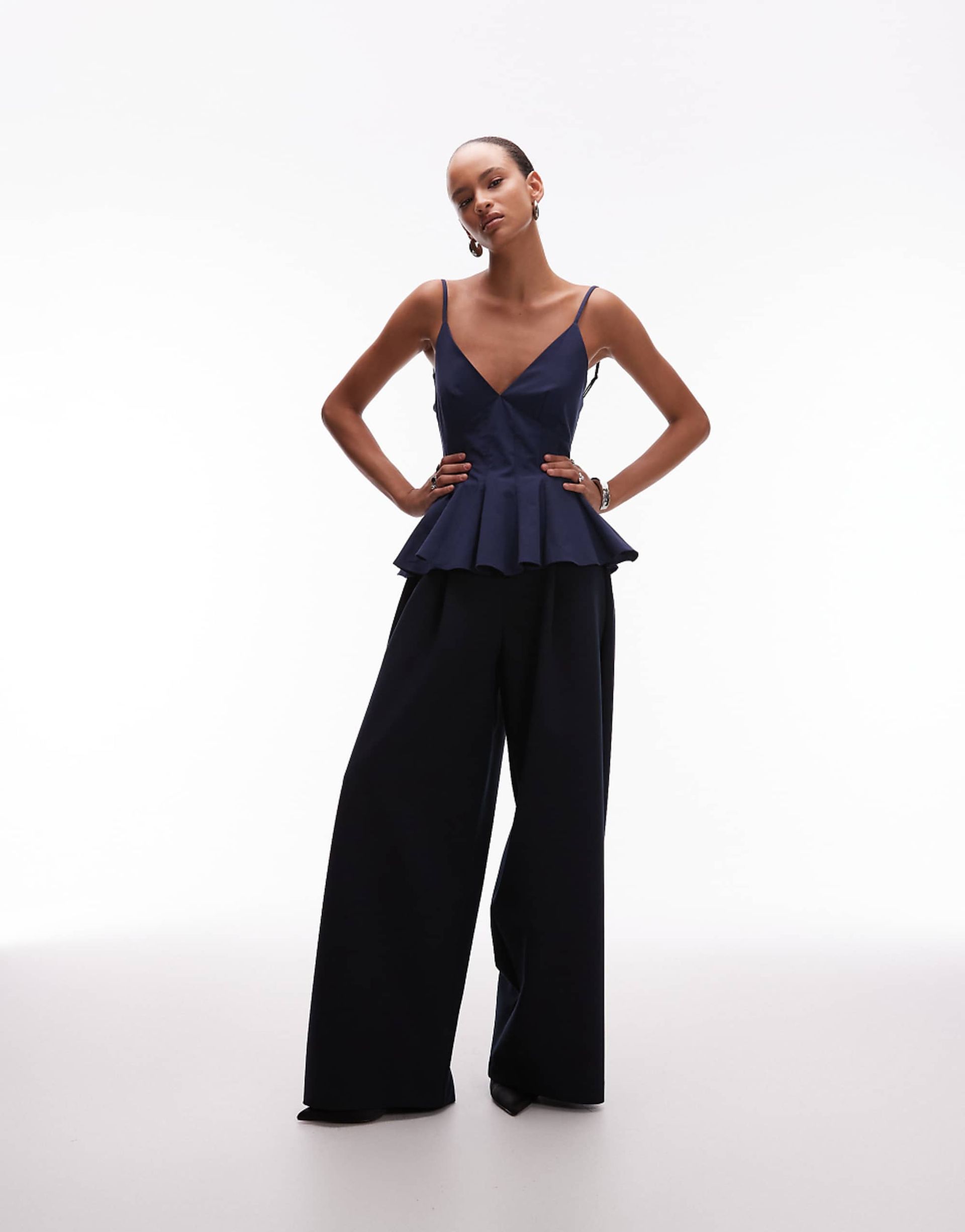 Asos Design Oversized Balloon Barrel Leg Trousers in Navy