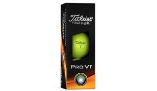 A sleeve of Titleist Pro V1 golf balls in yellow