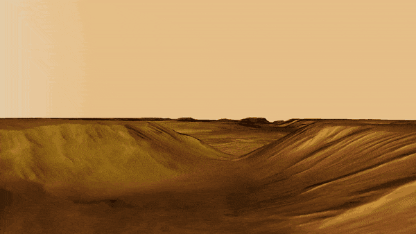 A virtual reality rendition of the Mariner Valley on Mars.