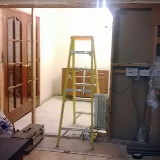 ladder with white wall and renovating
