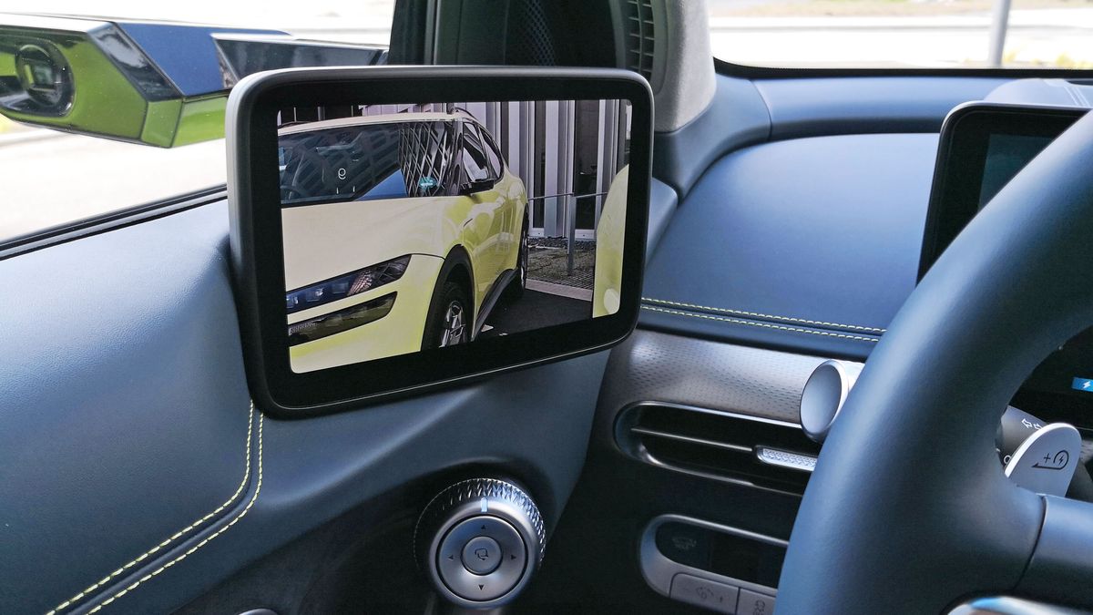 Close-up of digital side mirror display