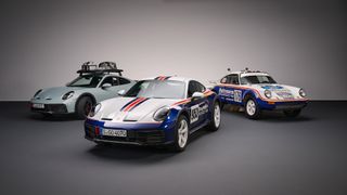 Three examples of Porsche 911 Dakar