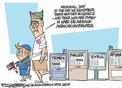 Political cartoon US Memorial day Yemen Niger Syria Afghanistan