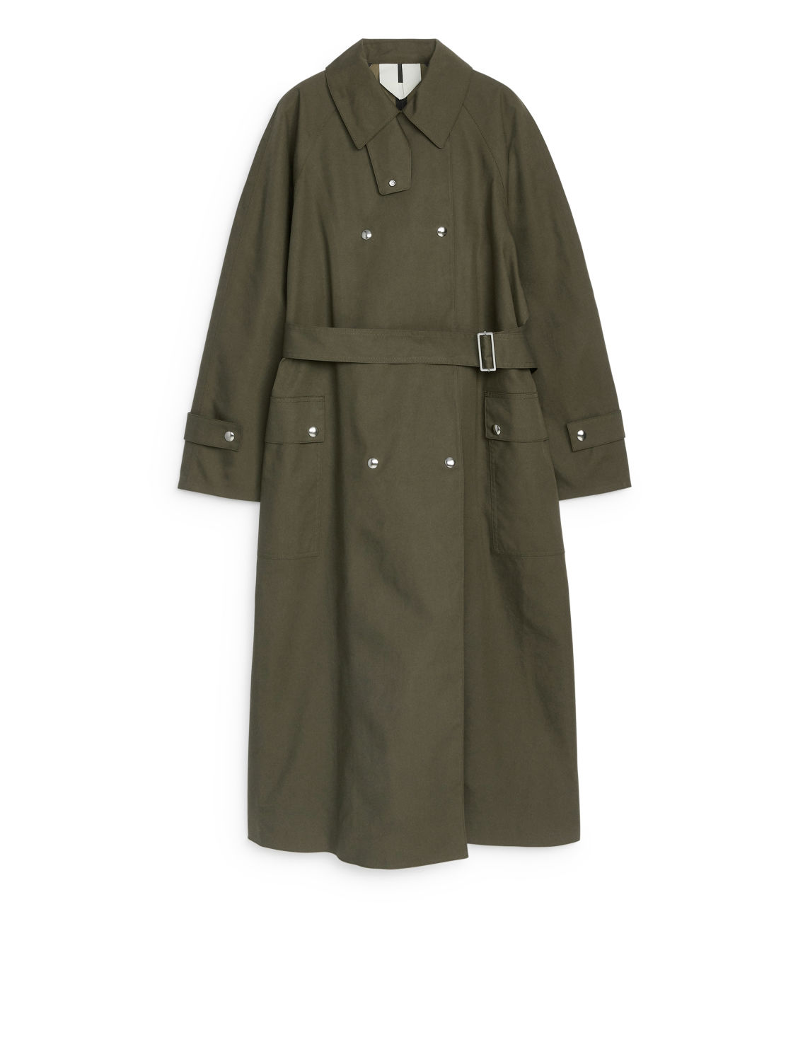 Snap-Button Trench Coat - Khaki Green - Arket Gb