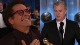 Robert Downey Jr. and Christopher Nolan at 2024 Golden Globes for Oppenheimer