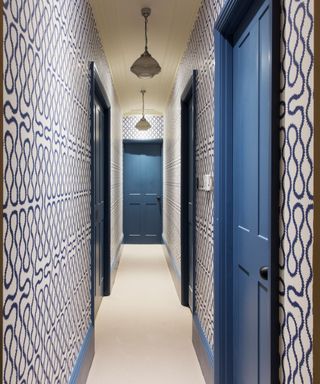 modern hallway with pattern wallpaper