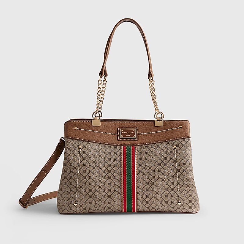 River Island , Monogram Webbing Front Chain Tote Bag