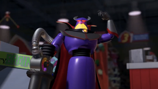 Emperor Zurg with his hand up in toy store in Toy Story 2