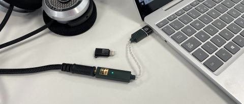 iFi Go Link DAC connected to laptop