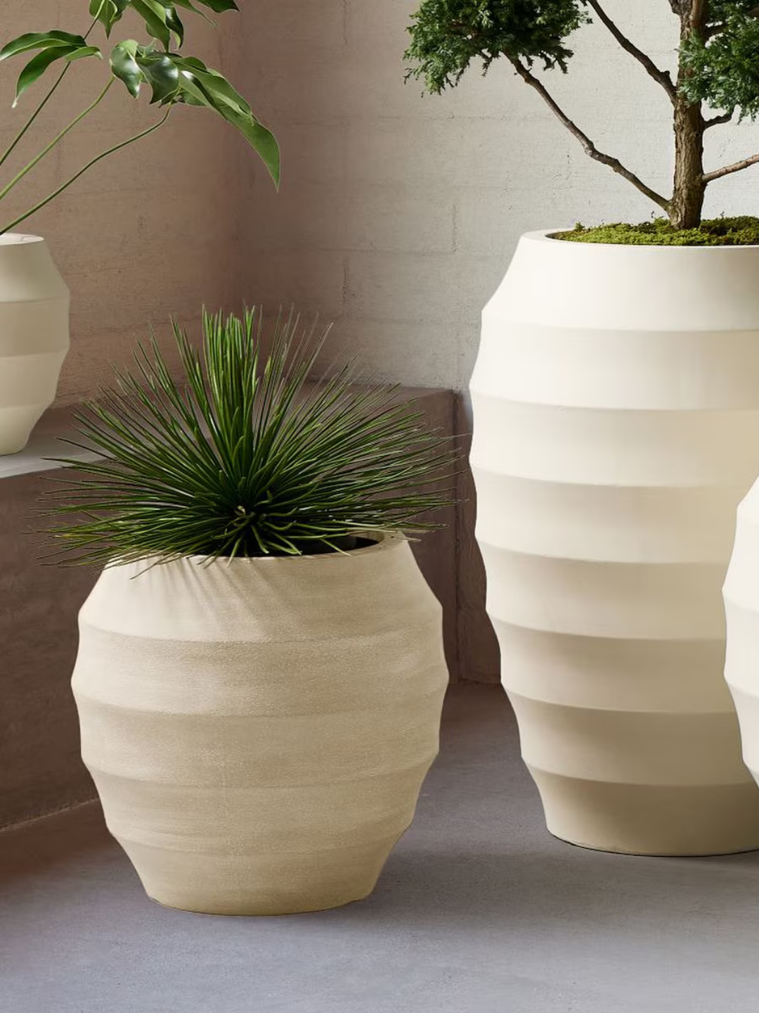 A ridged outdoor planter in off white from West Elm