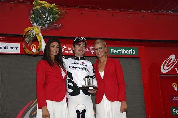 Stage winner Philip Deignan (Cerv&eacute;lo TestTeam) on the podium.