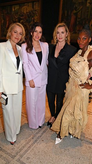 Gillian Anderson, Lisa Eldridge, Kate Winslet and Michaela Coel attend the NET-A-PORTER Incredible Women's Dinner in partnership with De Beers at the Victoria & Albert Museum