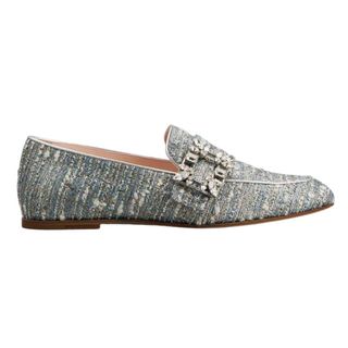 comfy flats for women by Roger Vivier boucle buckled loafers in grey