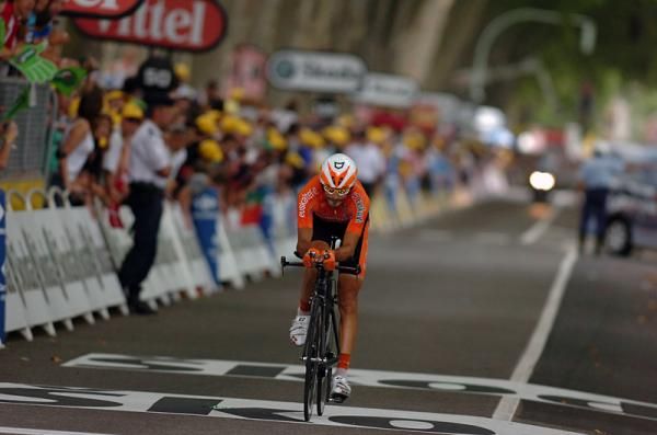 Egoi Martinez (Euskaltel-Euskadi) arrives at the finish line where he placed 97th for the day.