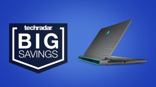 Alienware m15 R5 gaming laptop on blue background