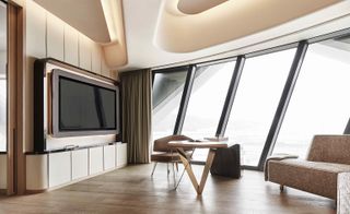 Guestroom at Zaha Hadid Architects' Morpheus hotel, Macau, China