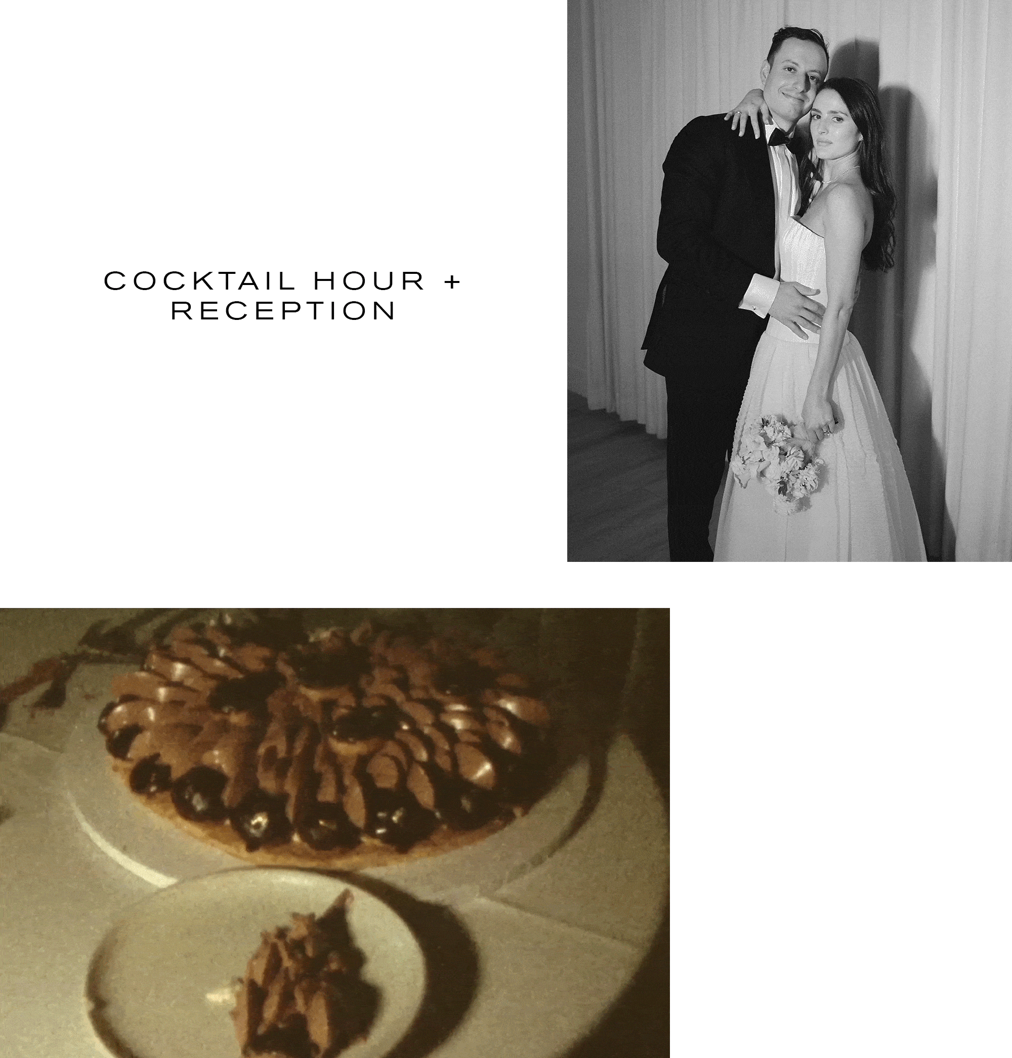 image of jordan and adam at the reception and a video of the DJ and the cake.