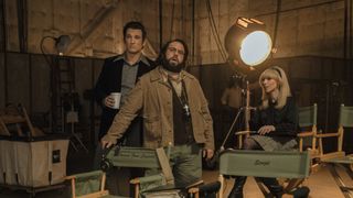 Miles Teller, Dan Fogler and Juno Temple in The Offer