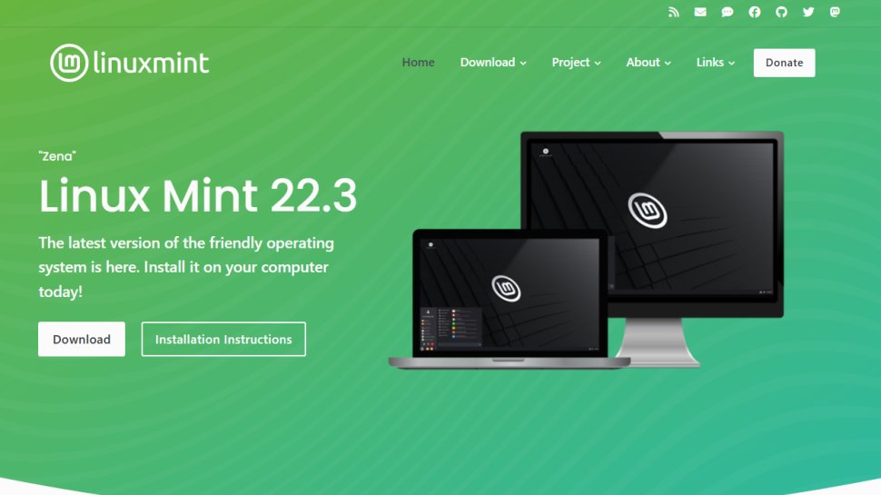 Website screenshot of Linux Mint (January, 2026)