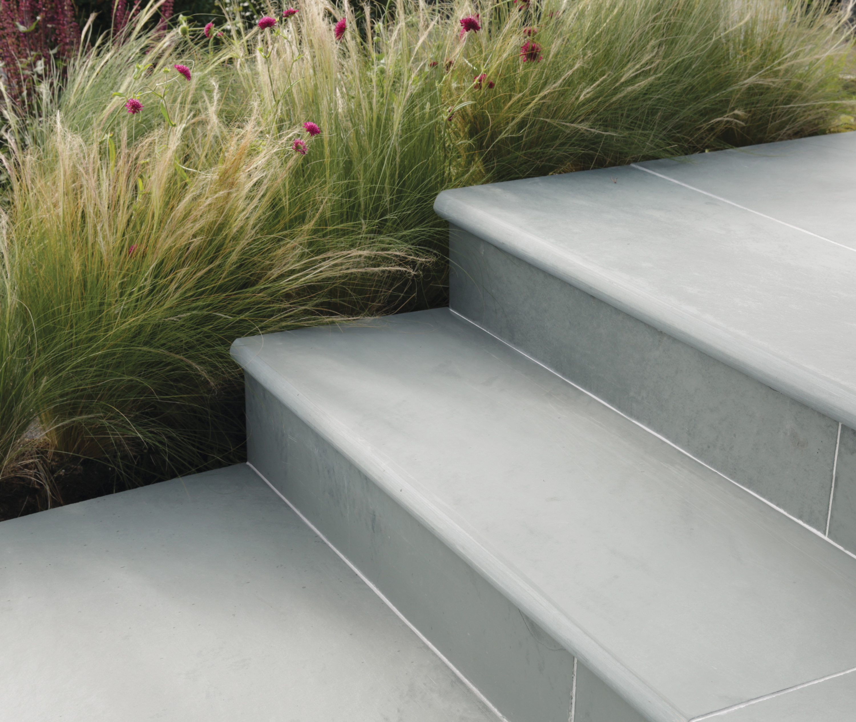 stone steps edge by grasses