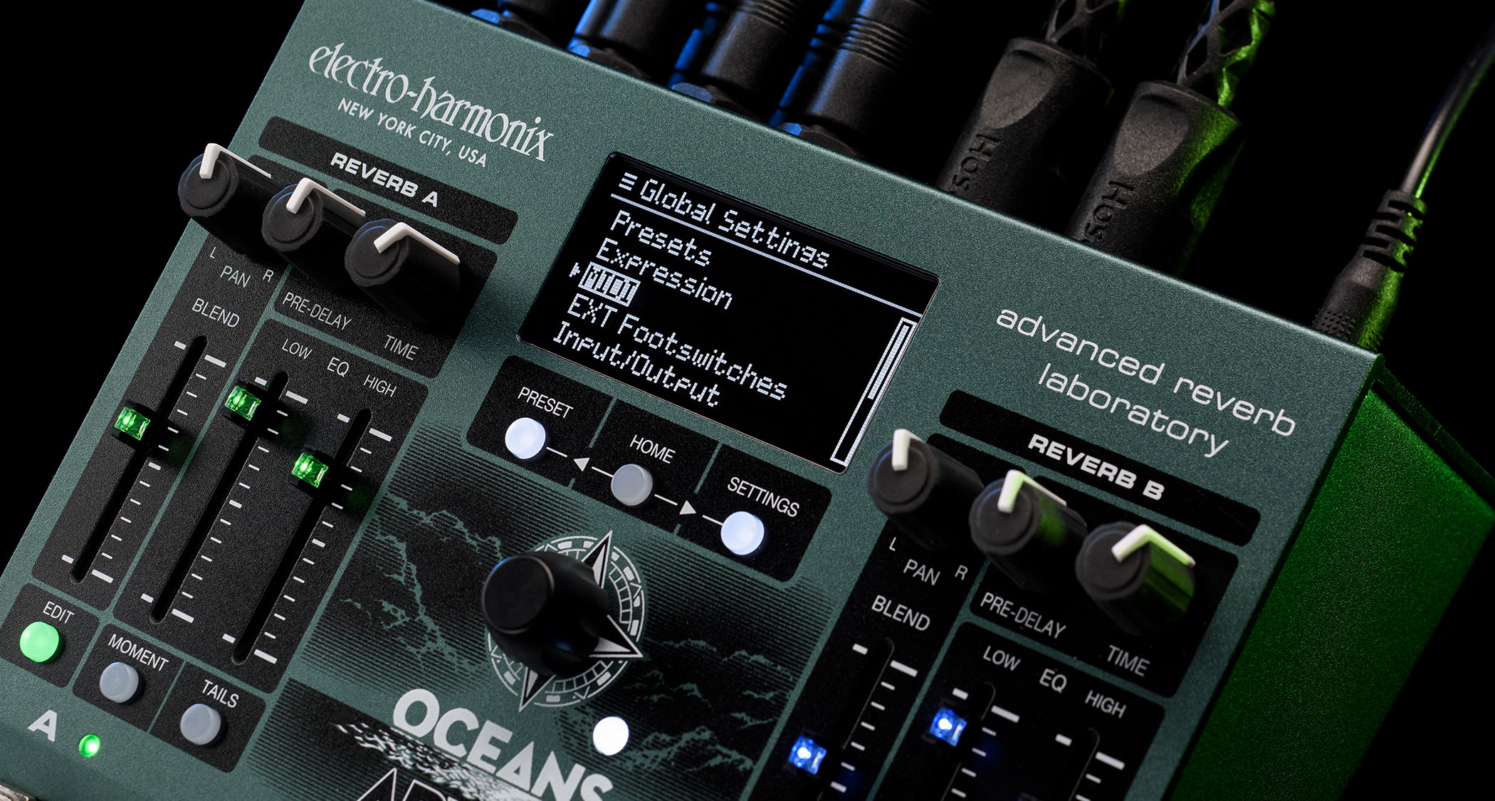Electro-Harmonix Oceans Abyss Advanced Reverb Laboratory: not so much a reverb pedal as a MIDI-enabled workstation.