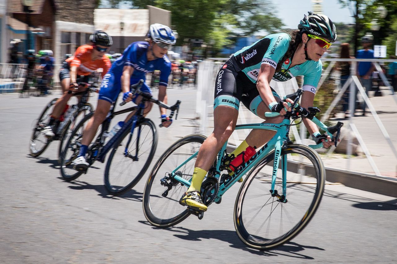 Amber Pierce (Colavita) leads a group off the front during stage 4 at Tour of the Gila