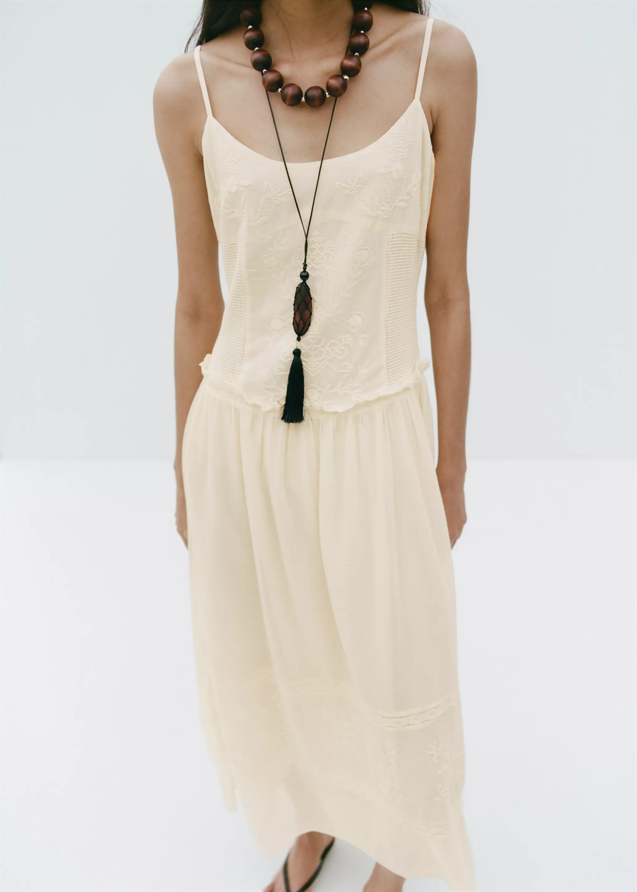 Embroidered Detail Dress - Women | Mango Usa