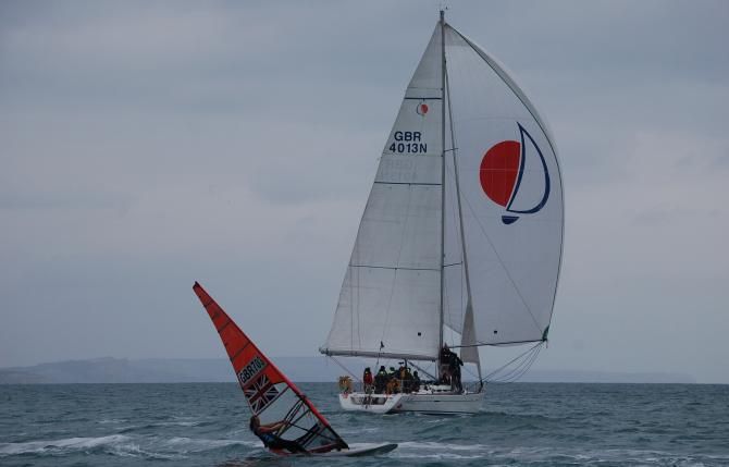 Windsurfers were also out in the bay