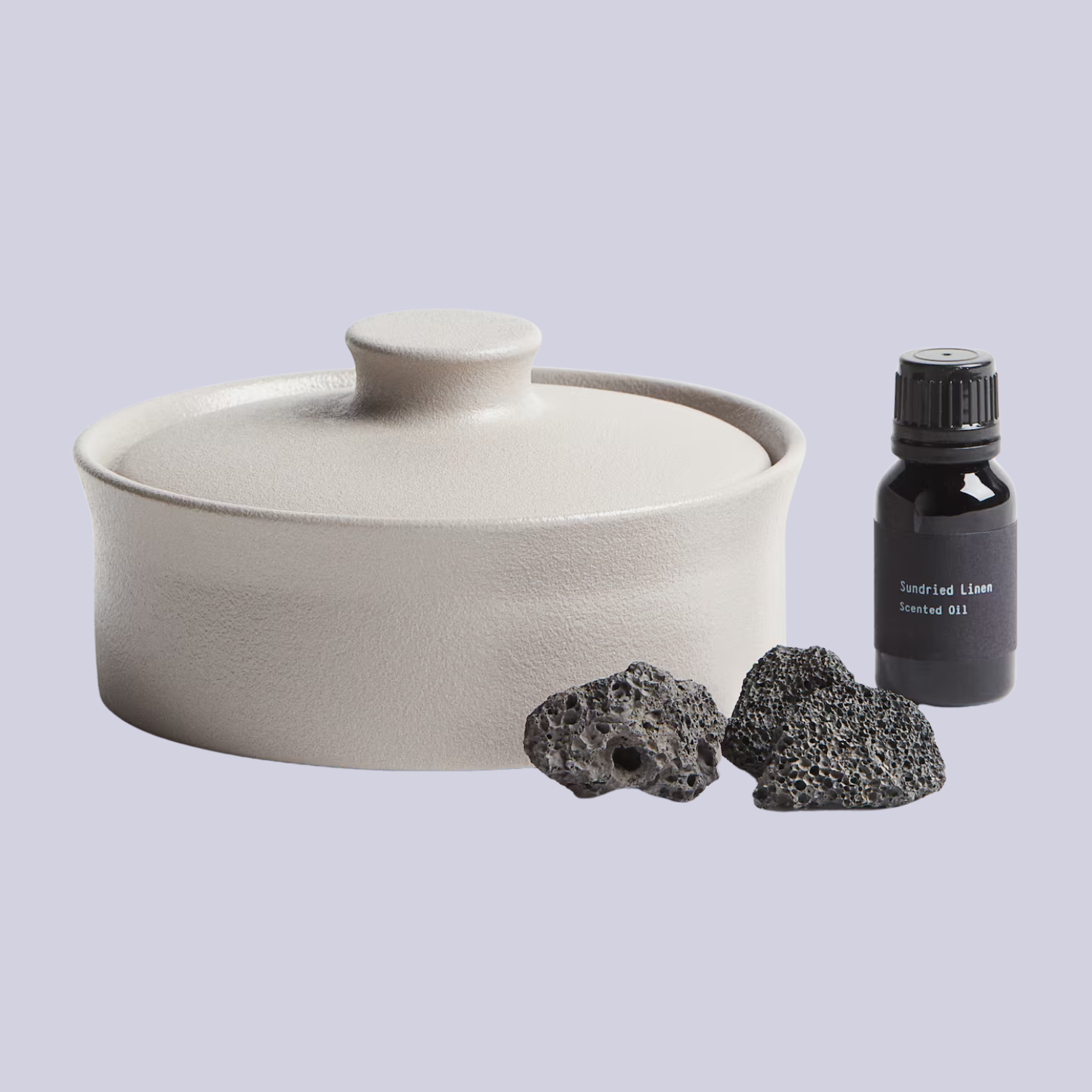 A greige lava-stone diffuser