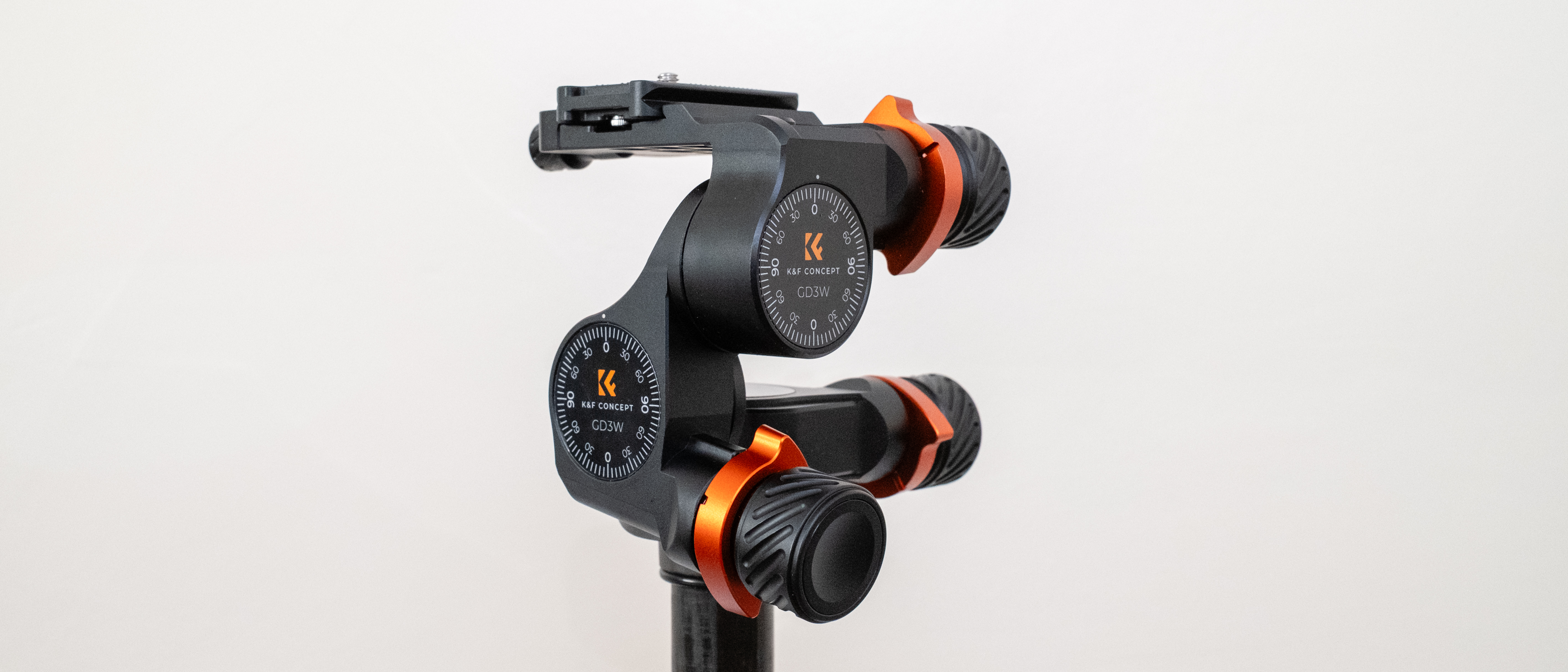 K&amp;F Concept 3-Way Geared Tripod Head attached to a tripod