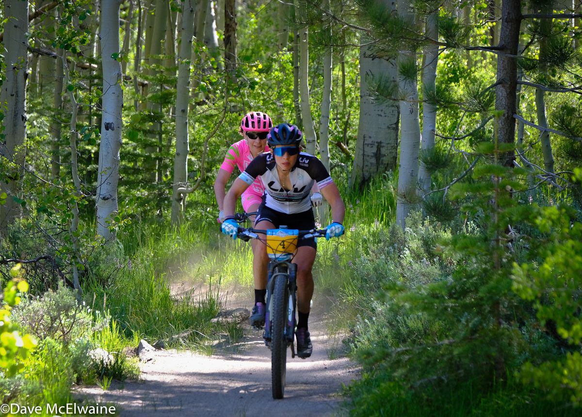 Serena Bishop-Gordon (Giant-Cliff Bar) riding in 4th position with Jenny Smith on her wheel.