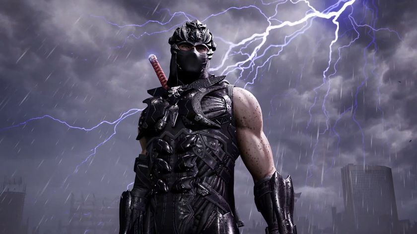 Screenshot shows Ryu Hayabusa standing in front of blue lightning. 