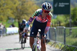 LIEGE BELGIUM APRIL 24 Katarzyna Niewiadoma of Poland and Team CanyonSRAM Racing competes during the 6th Liege Bastogne Liege 2022 Femmes a 1421km one day race from Bastogne to Lige LBL LBLwomen UCIWWT on April 24 2022 in Liege Belgium Photo by Luc ClaessenGetty Images