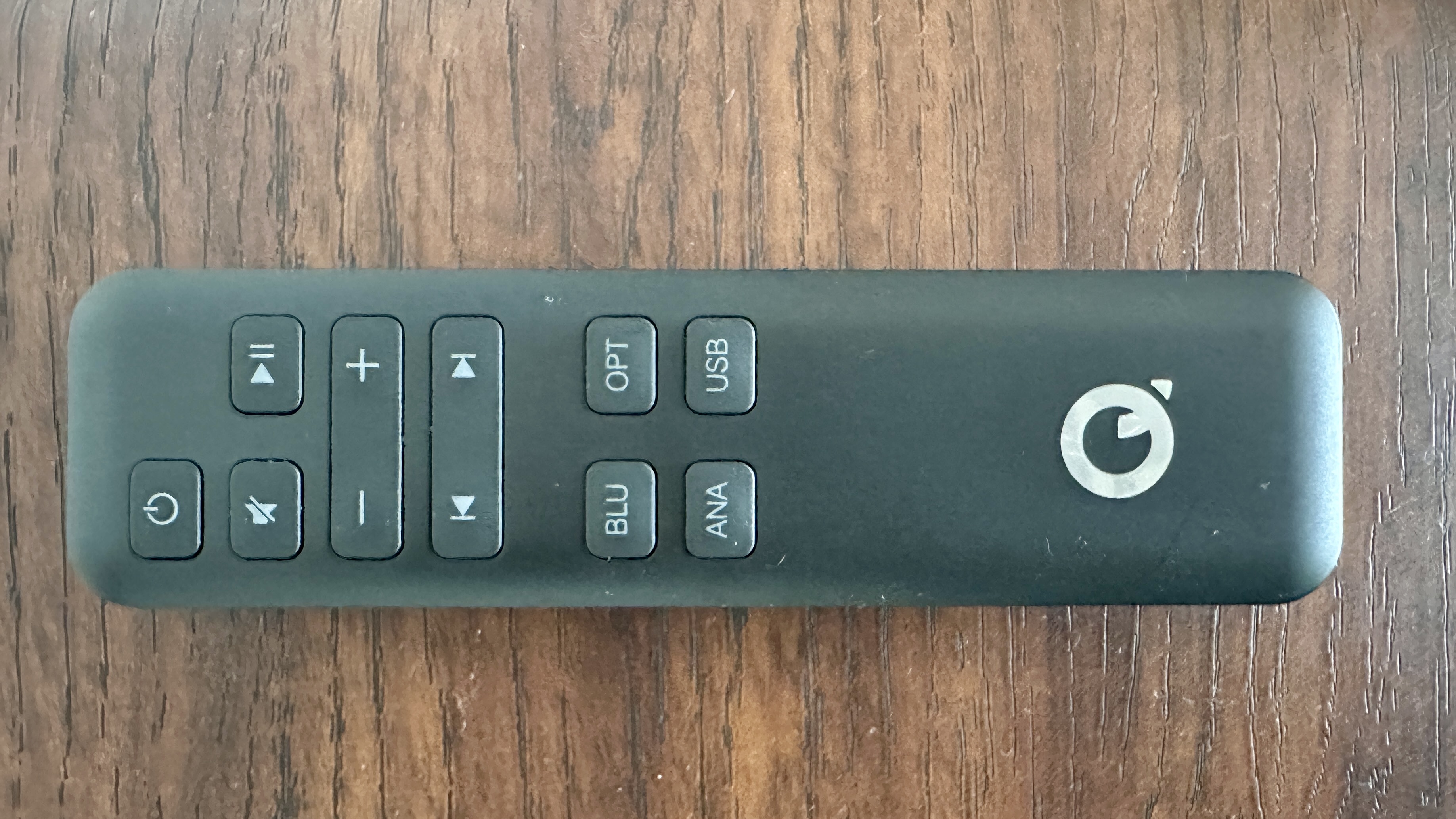 Q Acoustics' M40 HD remote control on top of the unit