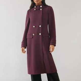 Wallis Button Detail Funnel Neck Coat