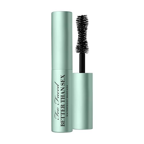 Too Faced Better Than Sex Waterproof Mascara | Volumizing and Lengthening Waterproof Mascara + Hourglass Brush | Formula for Dramatic Lashes | Cruelty-Free Eye Makeup, Black, Travel Size, 0.17 Fl Oz