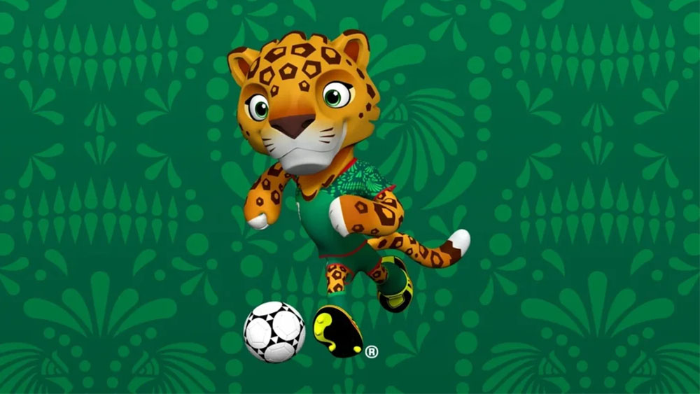 A 3D jaguar character design dressed in green, one of the 2026 World Cup mascots