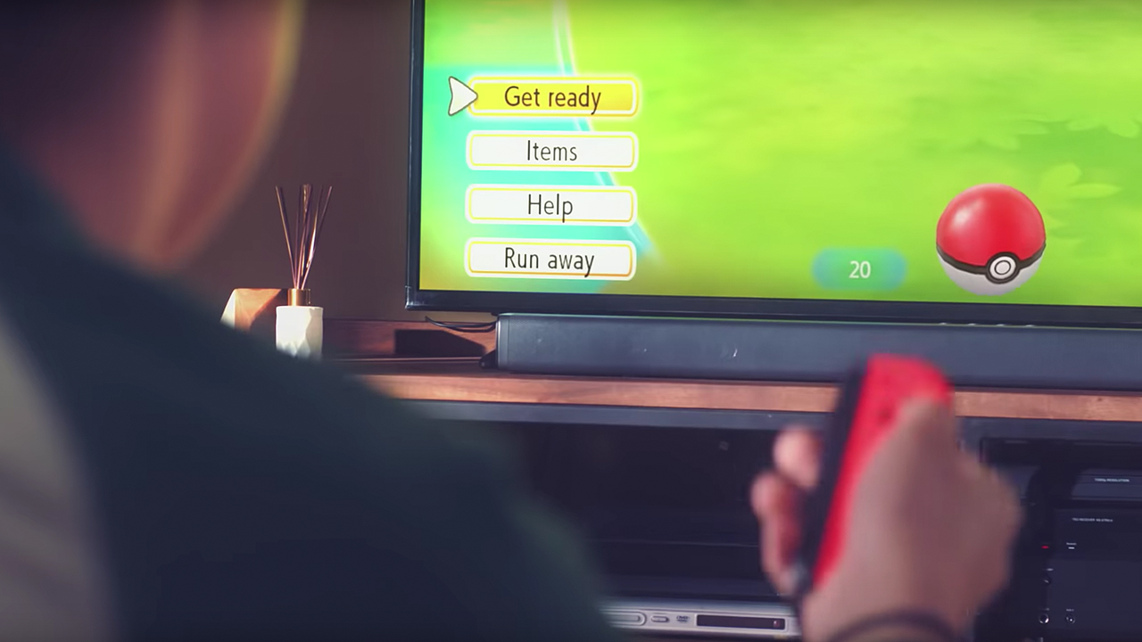 The 'battle' screen in the Pokemon Let's Go trailer