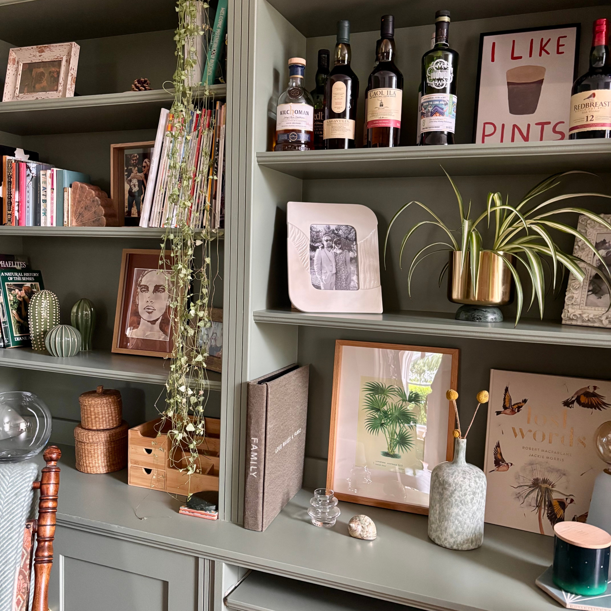 bookshelves with home decor
