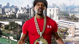 HipHopGamer against a backdrop screenshot of Vice City from GTA 6.