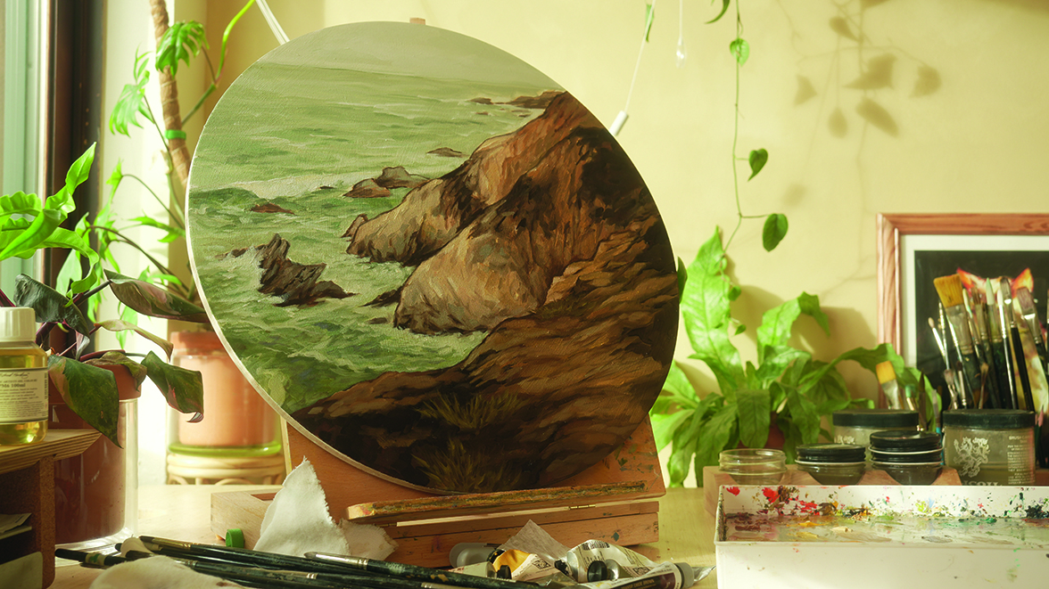 Artwork on an easel