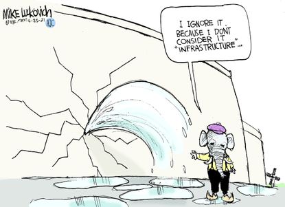Political Cartoon U.S. GOP infrastructure