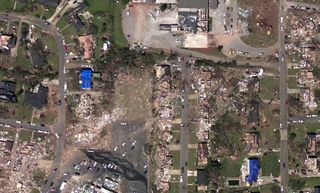 The same neighborhood after the Tuscaloosa tornado.