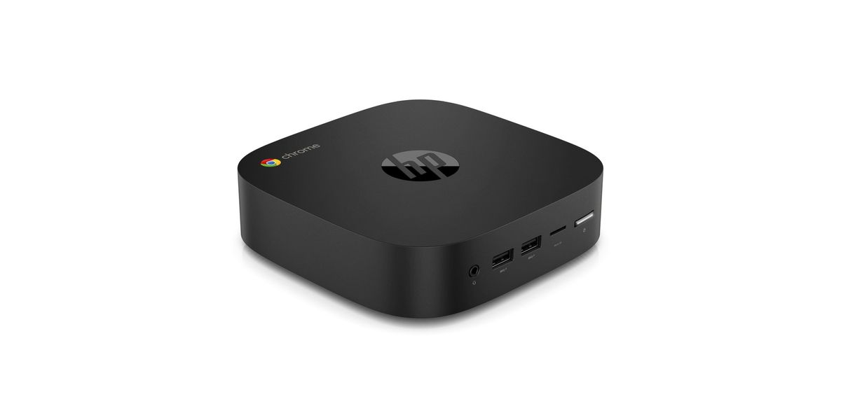 HP Chromebox G3 PC on white background