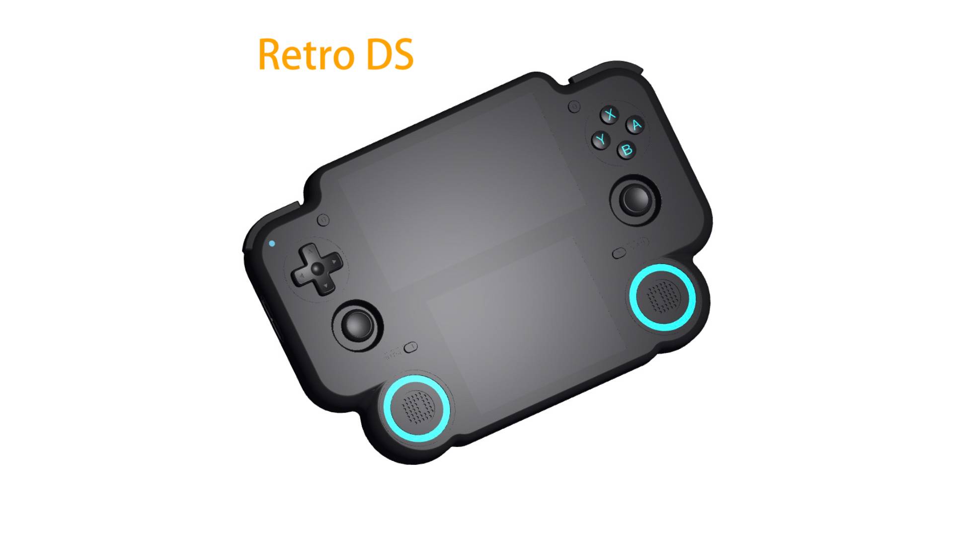 MagicX Retro DS handheld in black with white backdrop.