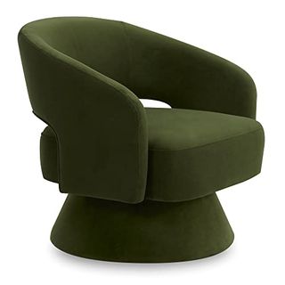 Chita Swivel Accent Chair Armchair, Velvet Barrel Chair for Living Room Bedroom, Forest Green