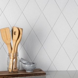 White textured kitchen tiles